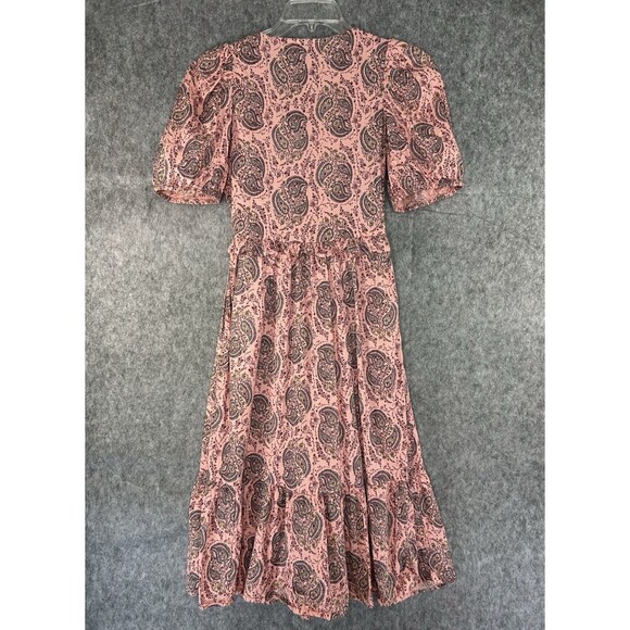 Universal Thread XS Floral Puff Short Sleeve V-Neck MIDI Dress Pink Boho - Picture 4 of 8